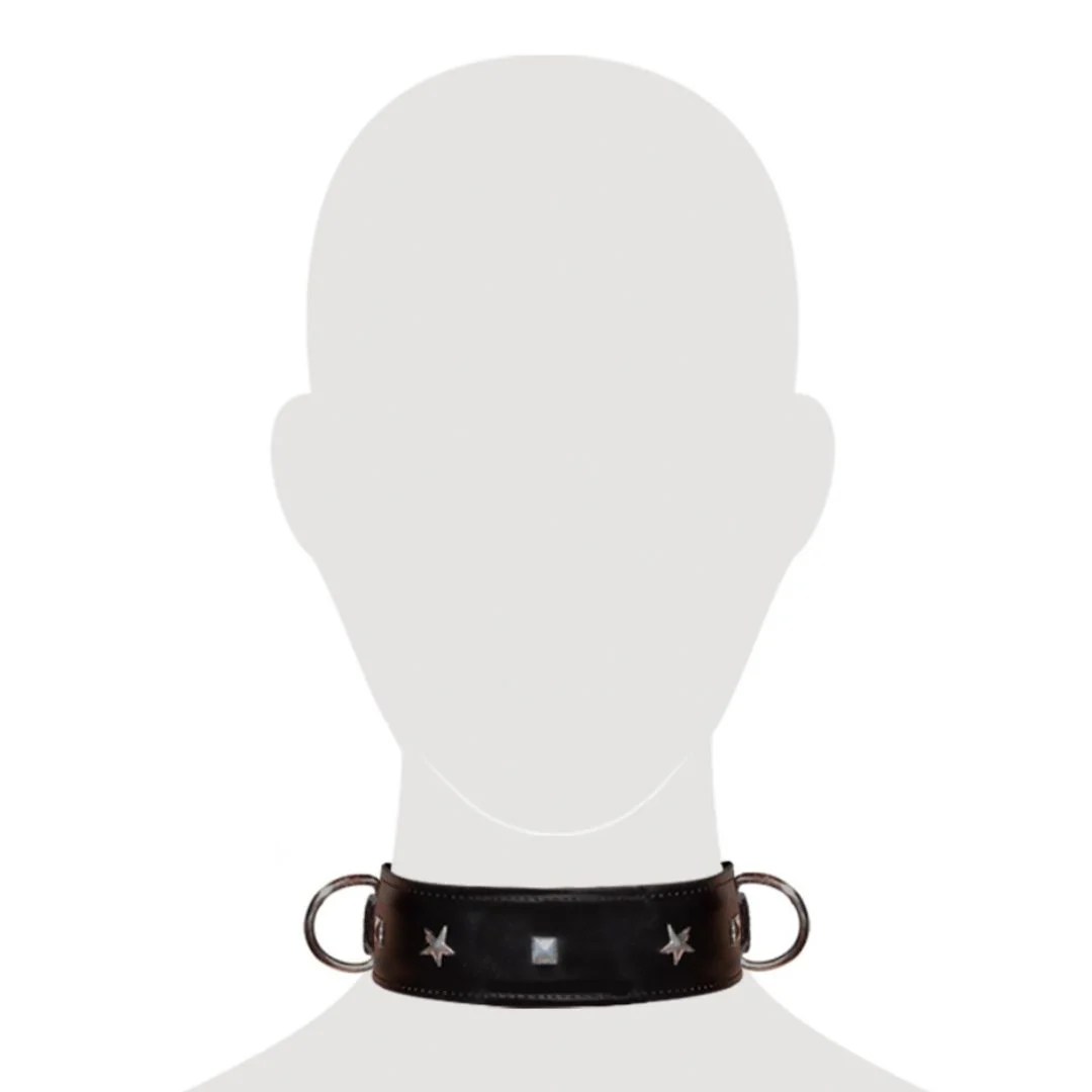 Halsfessel mit Nieten und 2 D-Ringen