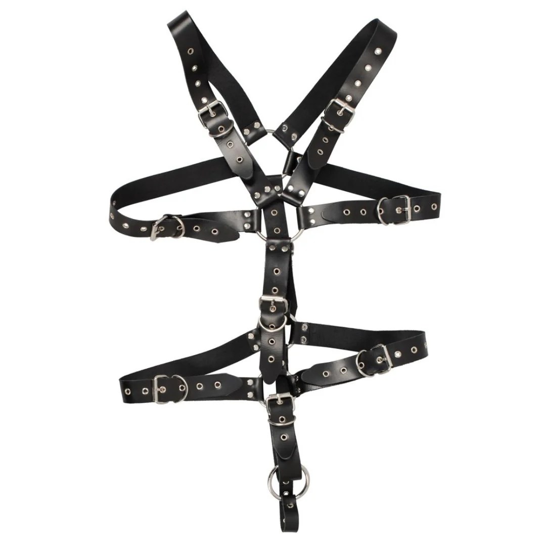 Harness aus Leder mit Penis- oder Hodenring
