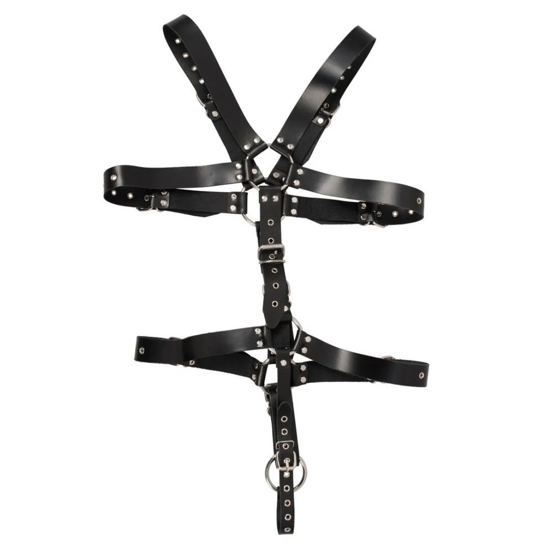 Harness aus Leder mit Penis- oder Hodenring