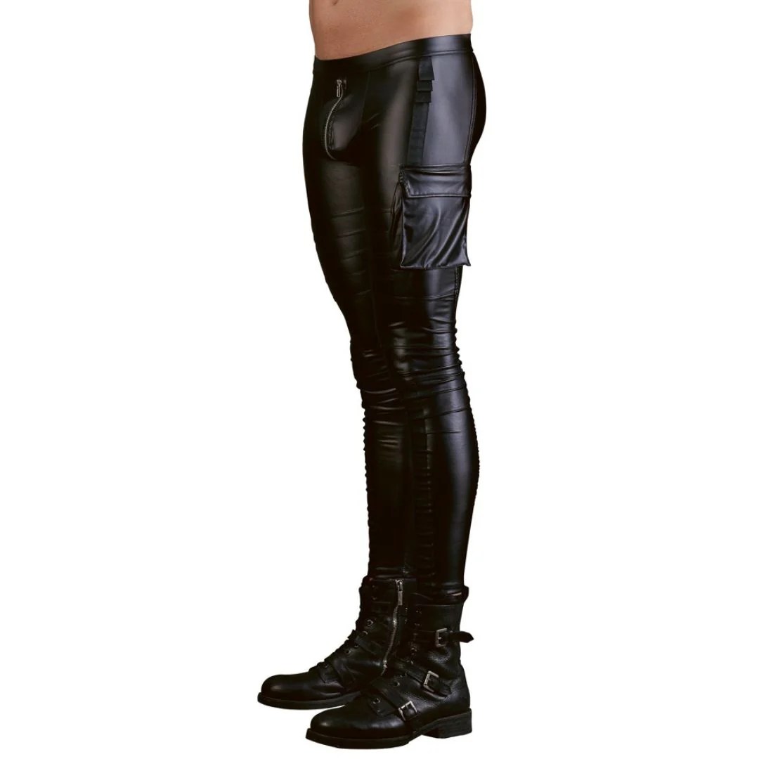 Slim-Fit Hose im Mattlook mit Reißverschluss