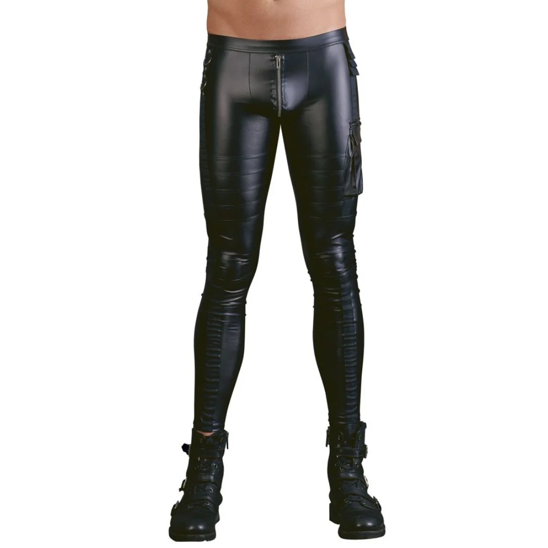 Slim-Fit Hose im Mattlook mit Reißverschluss