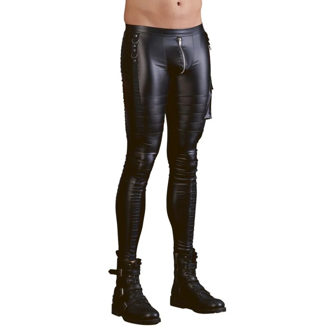 Slim-Fit Hose im Mattlook mit Reißverschluss