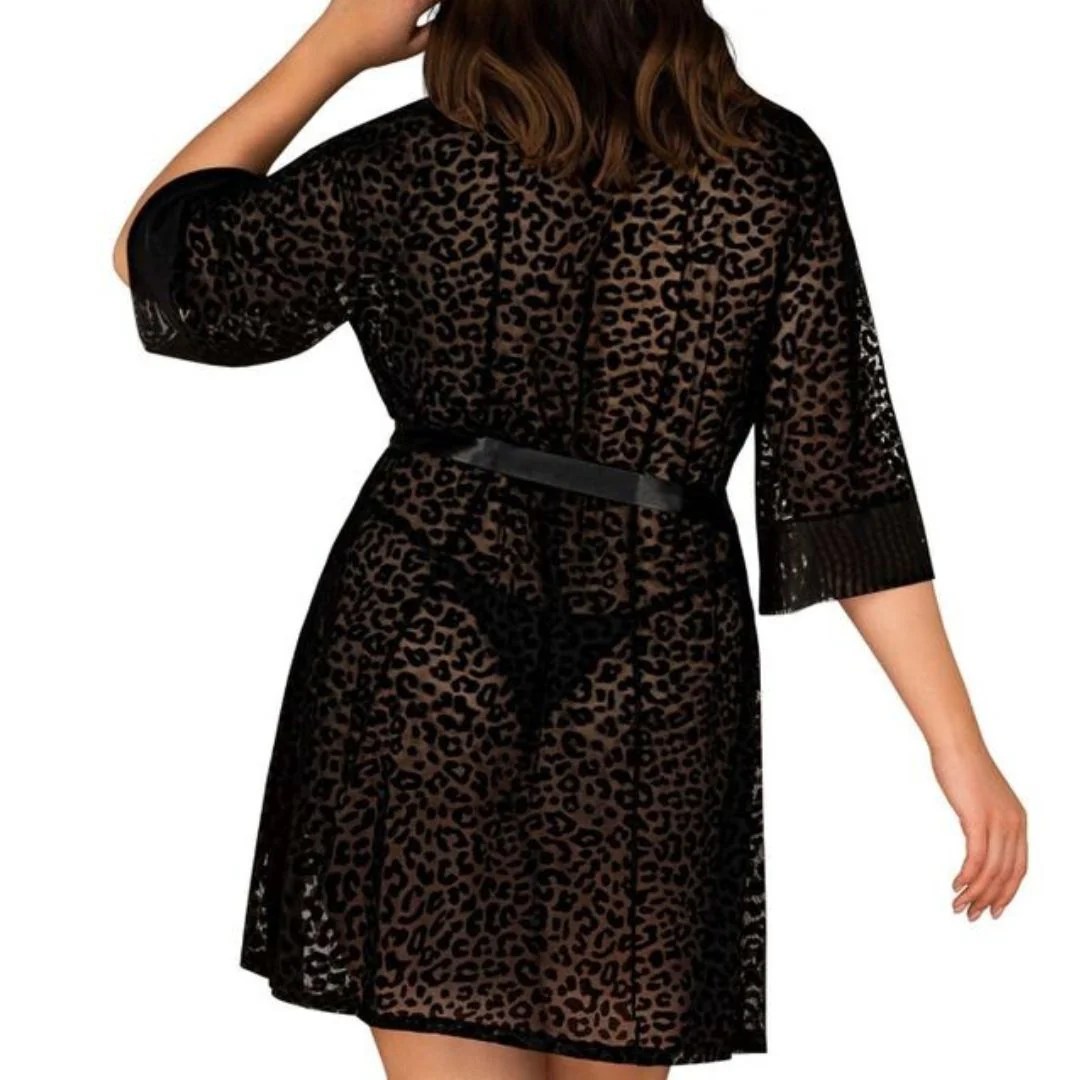 Peignoir mit Samt-Leoparden-Print-Muster