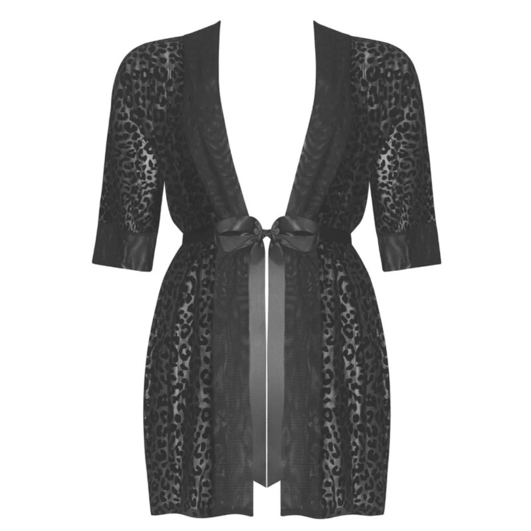 Peignoir mit Samt-Leoparden-Print-Muster