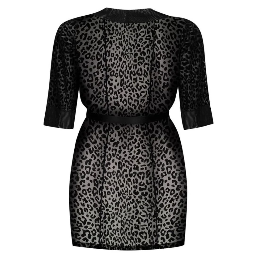 Peignoir mit Samt-Leoparden-Print-Muster