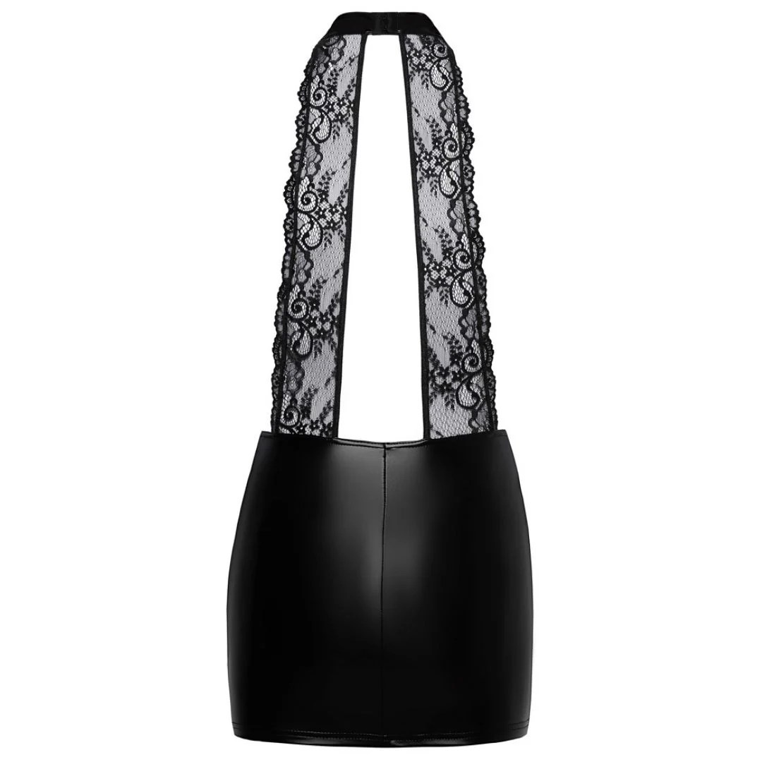 Neckholder-Minikleid aus Spitze und Powerwetlook