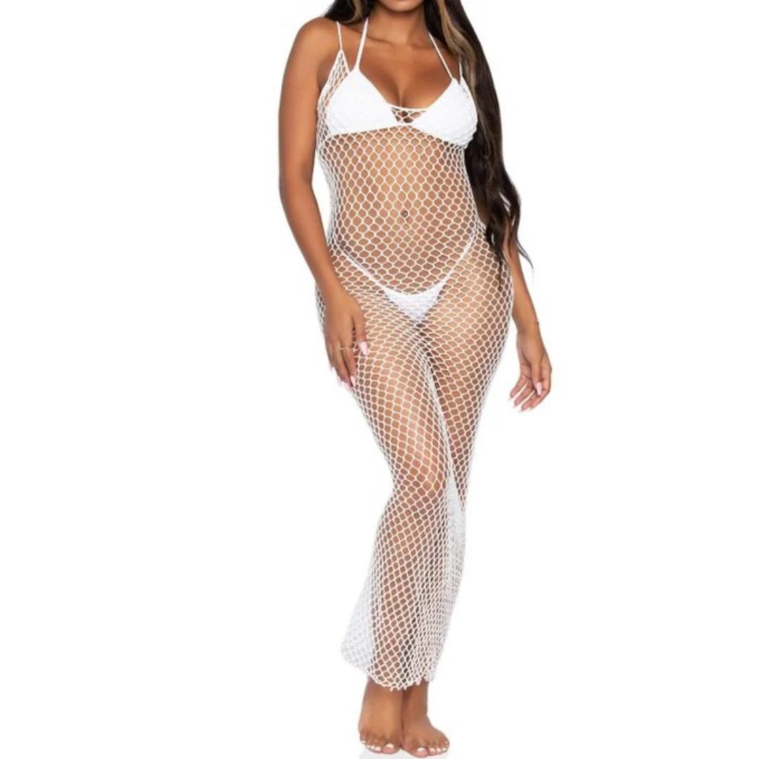 Maxikleid aus Netz mit offenem Rücken