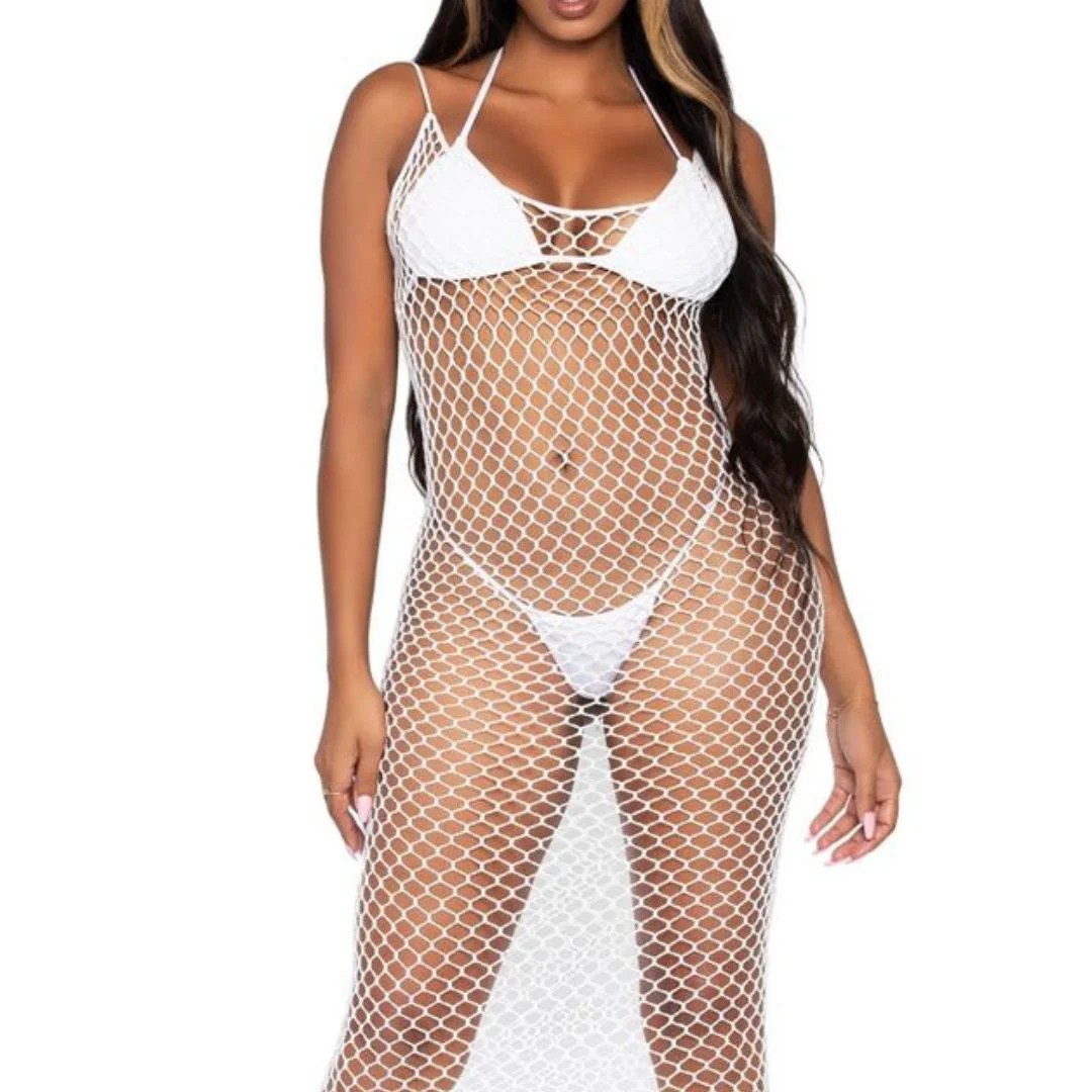 Maxikleid aus Netz mit offenem Rücken