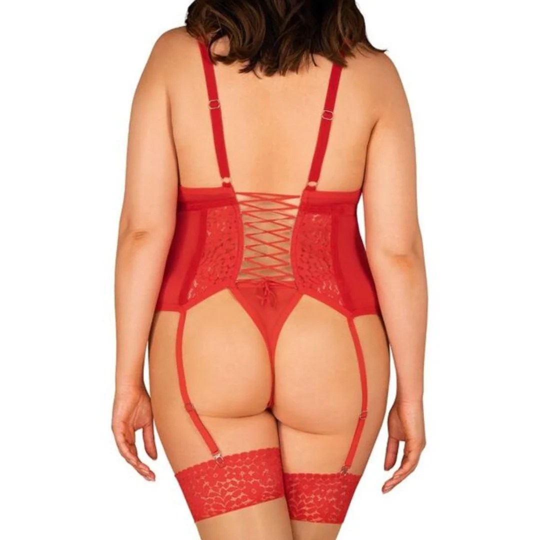 Strapshemd mit floraler Spitze plus Tanga