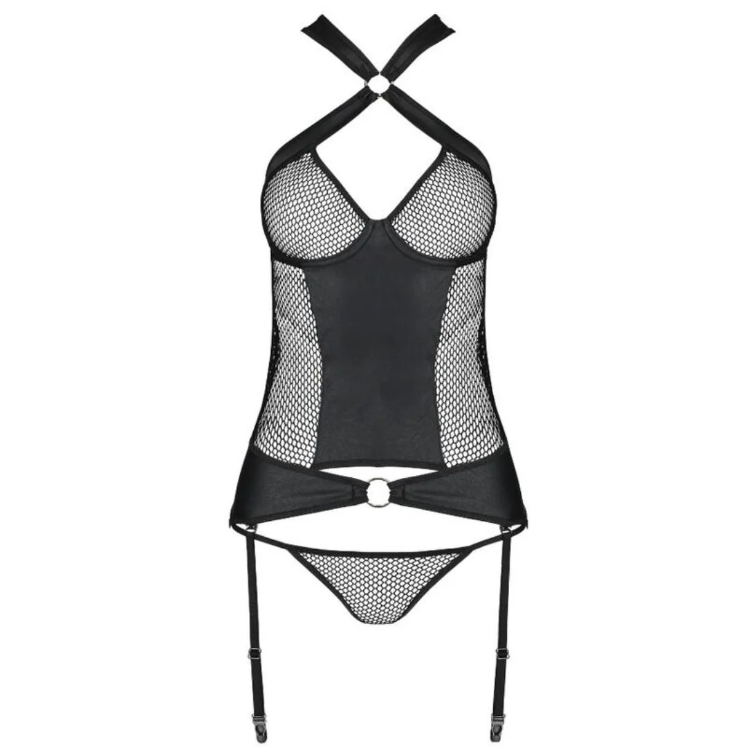 Straps-Set mit Netzeinsätzen plus Tanga