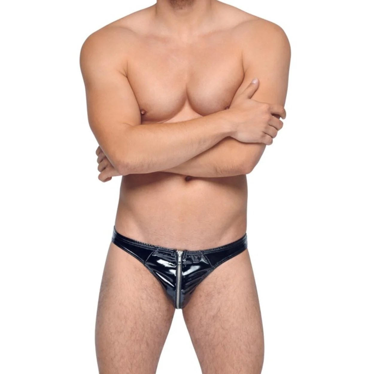 Lack-String mit Front-Reißverschluss