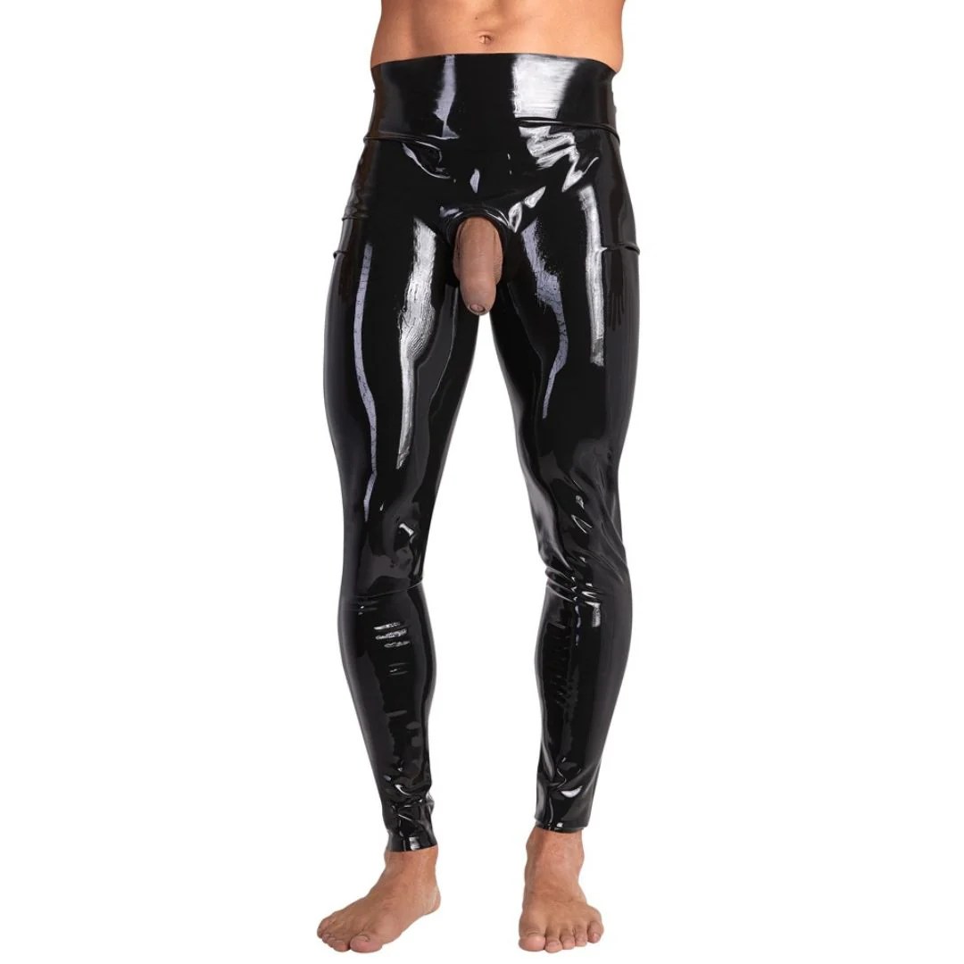 Latex-Leggings mit Showmaster-Öffnung für Penis und Hoden