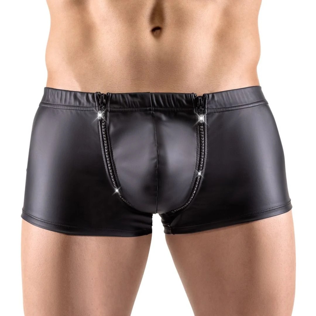 Pants im Mattlook mit strassbesetztem Front-Zip