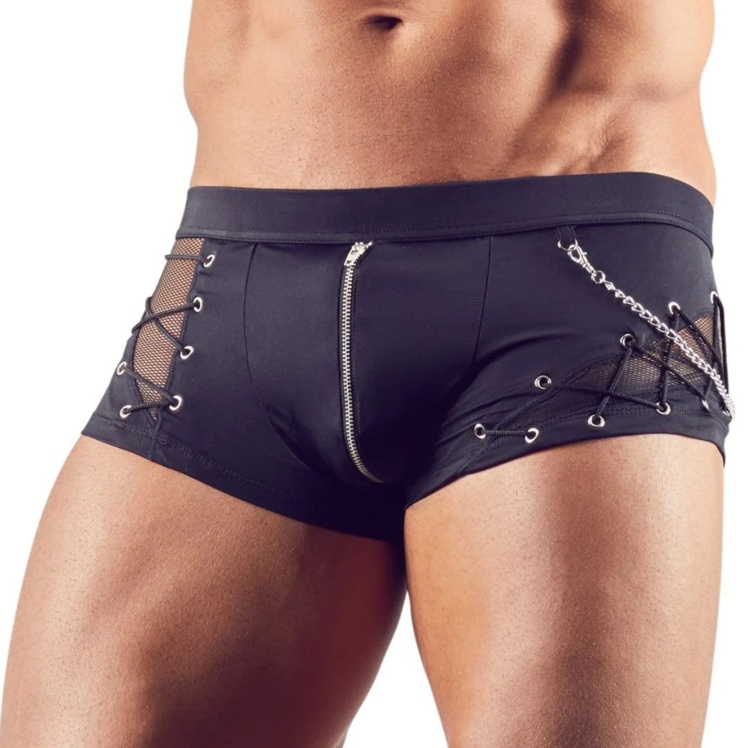 Pants mit Fishnet Einsätzen und Front-Reißverschluss