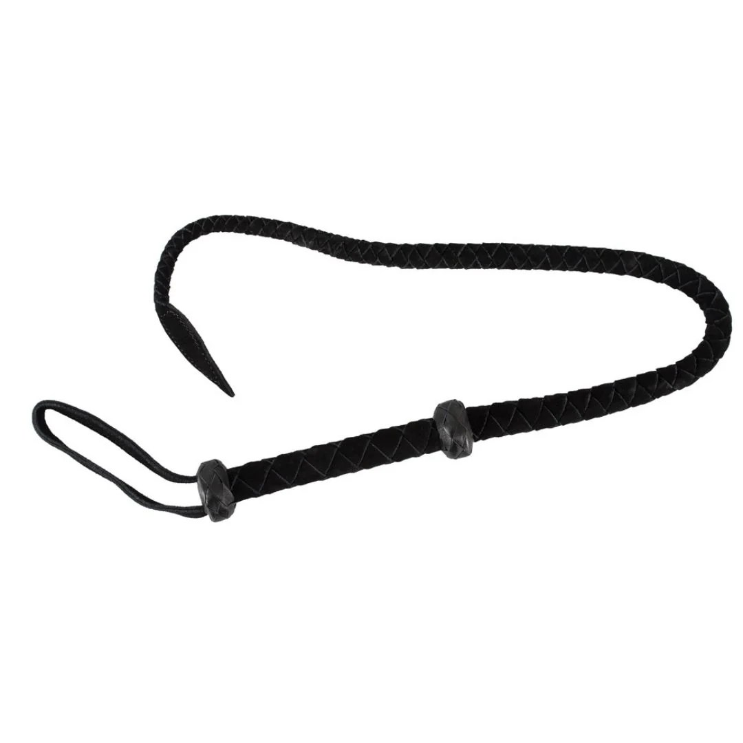 Peitsche mit verstärktem Griff und Riemen aus Leder