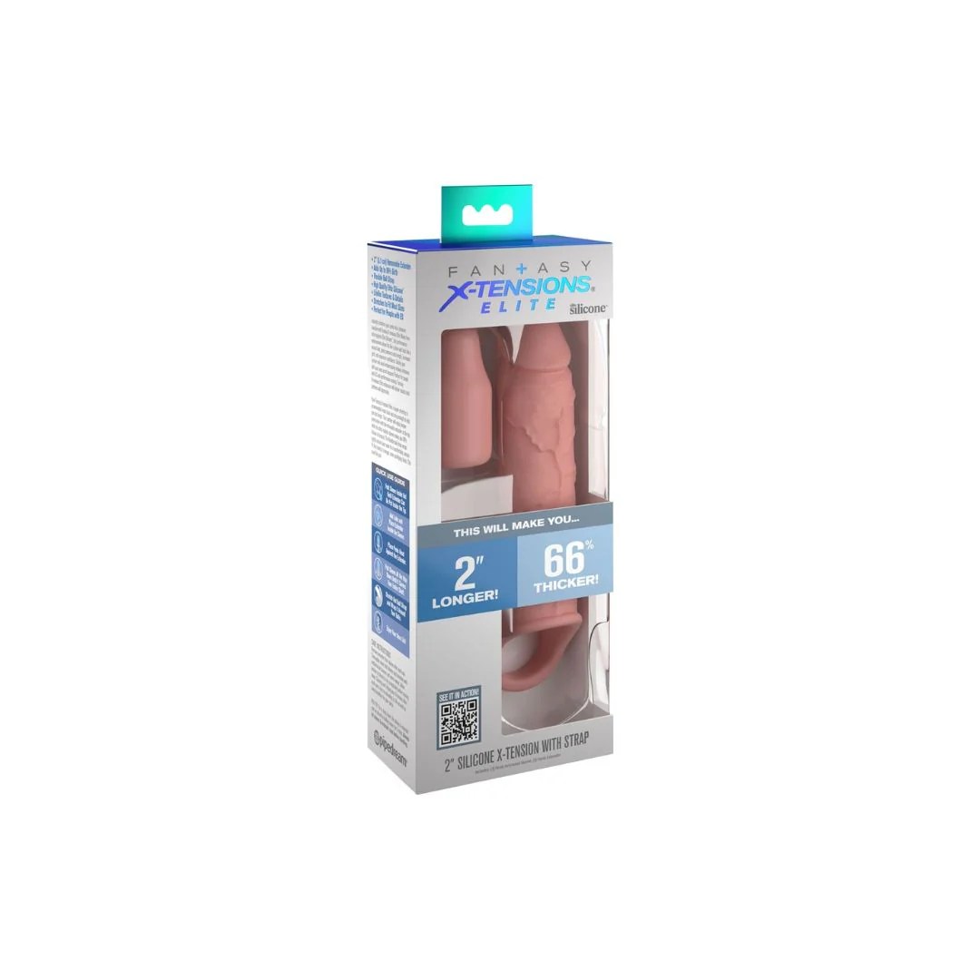 Penishülle „2“ Silicone X-tension with Strap“ mit Hodenring