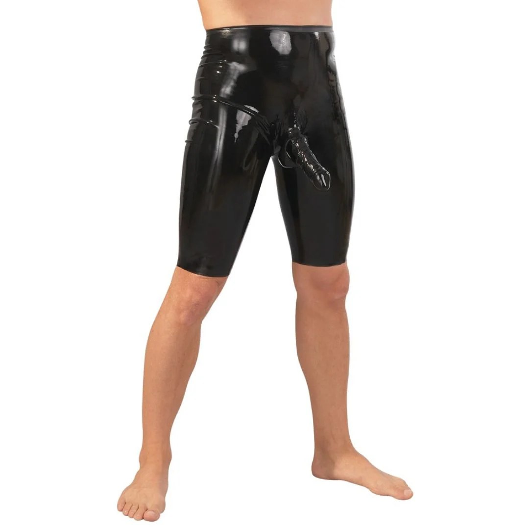 Radlerhose aus Latex mit Hülle für Penis und Hoden