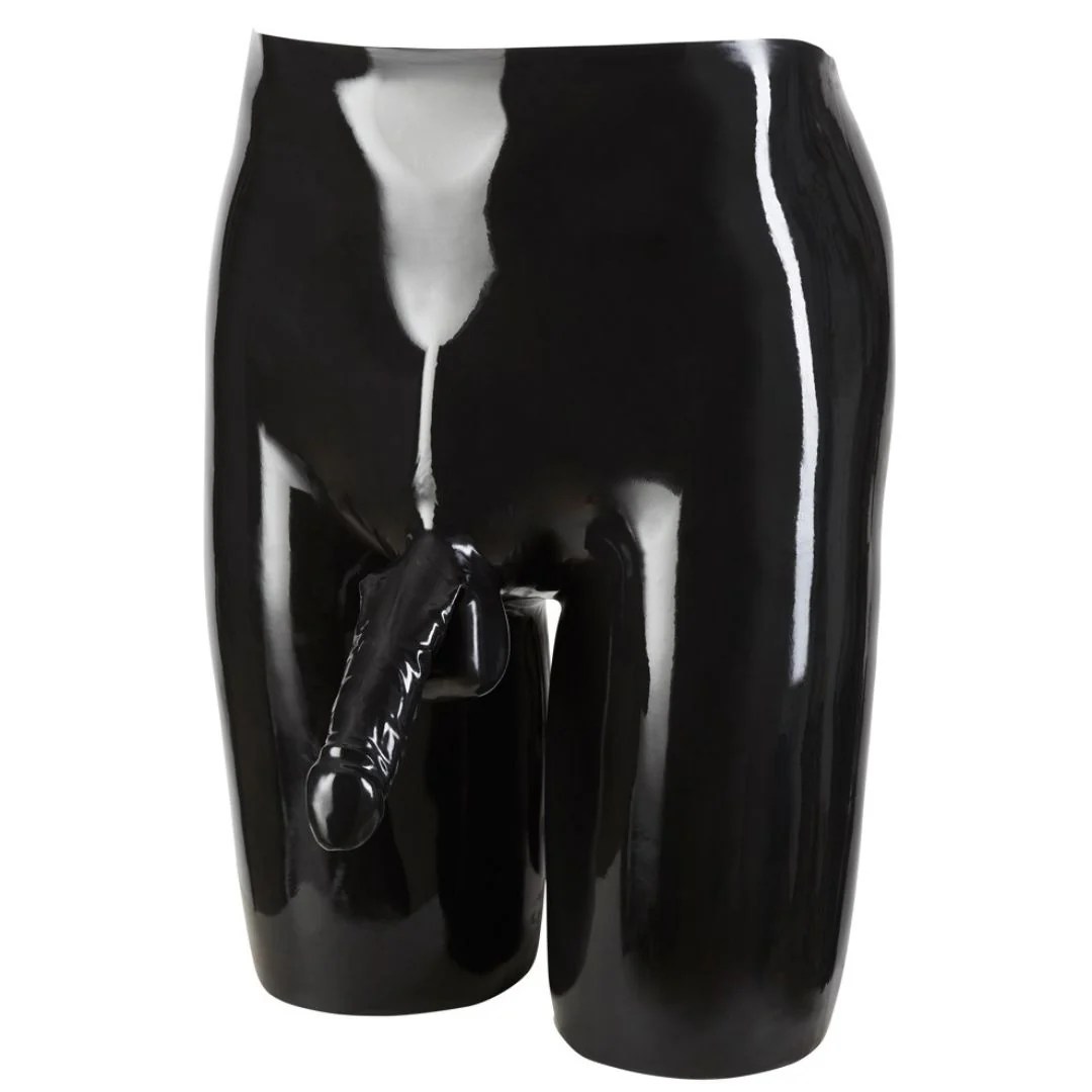 Radlerhose aus Latex mit Hülle für Penis und Hoden