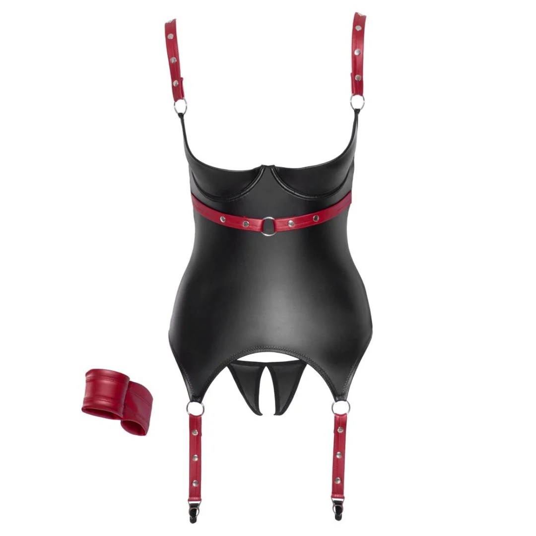 Bondage Strapshemd mit offenen Cups plus String Ouvert
