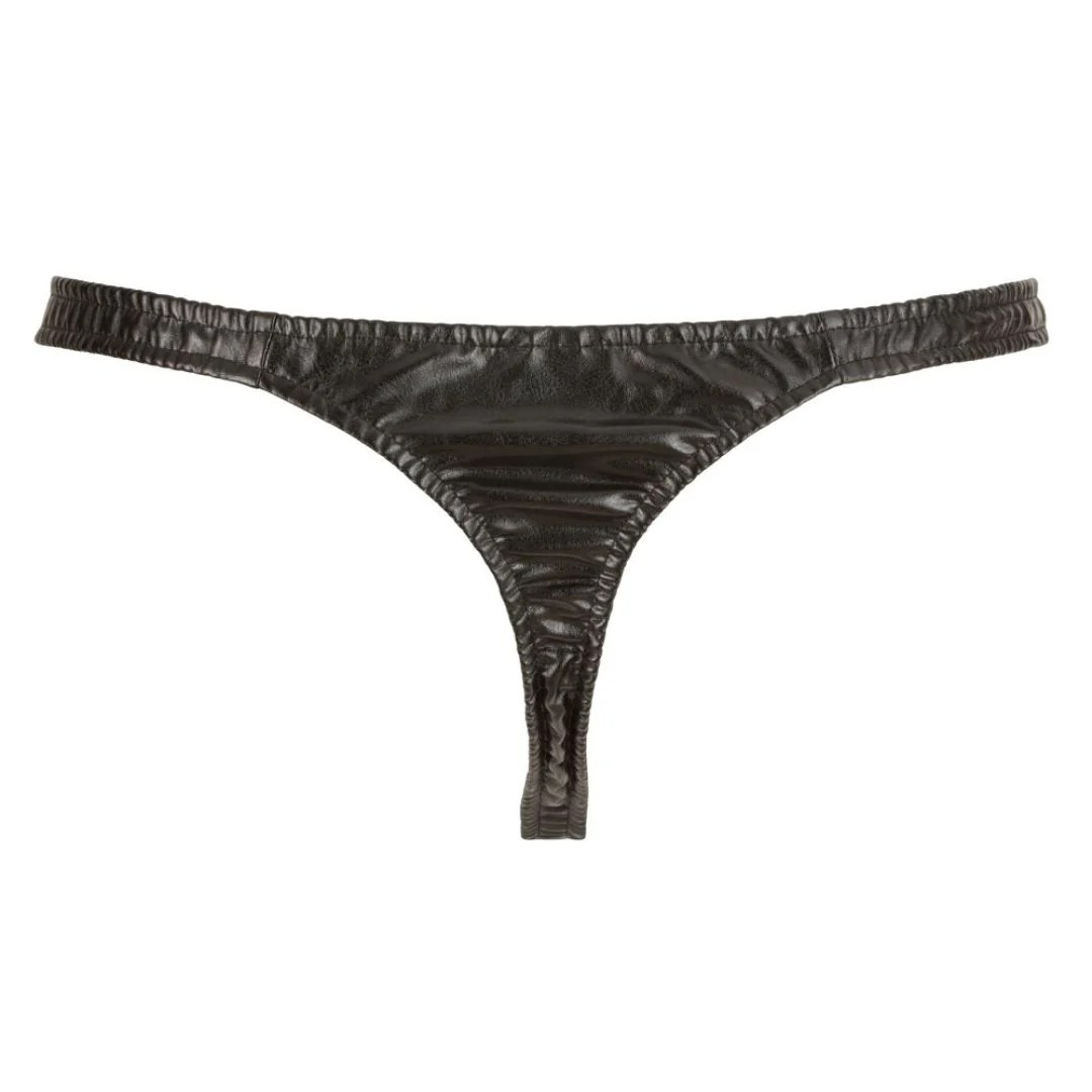 Riostring in Lederimitat mit Öffnungen für Penis und Hoden