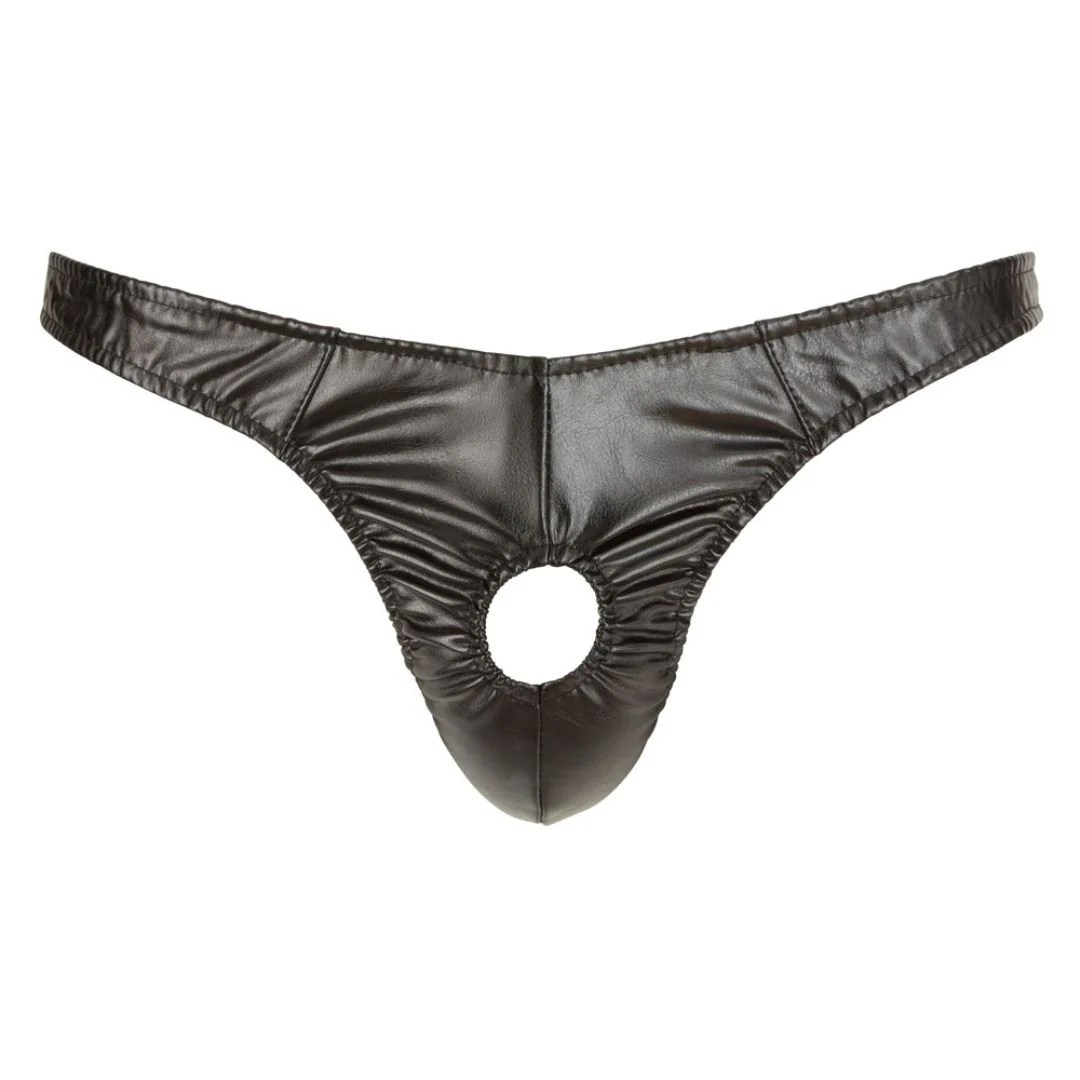 Riostring in Lederimitat mit Öffnungen für Penis und Hoden