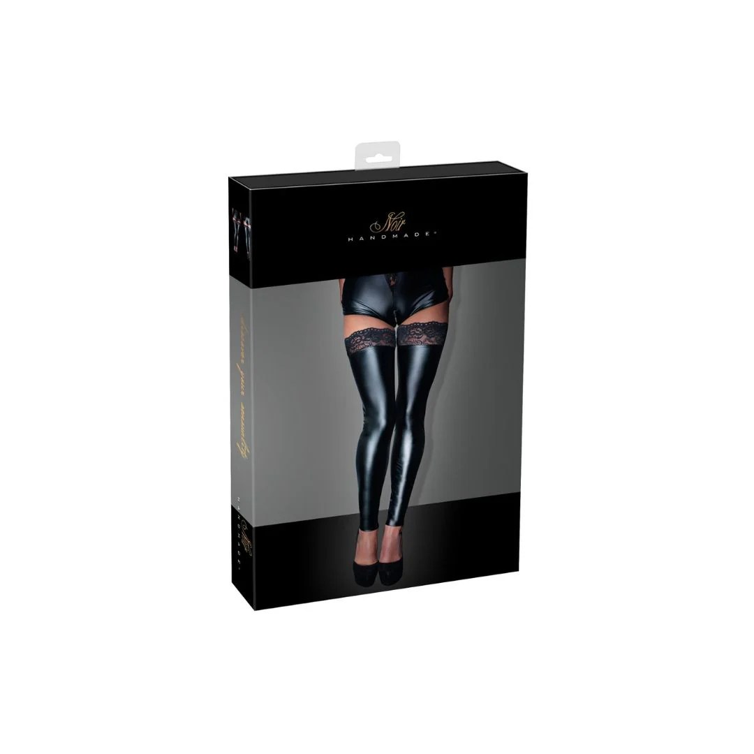 Overknee Stulpen im Wetlook mit Spitzenabschluss