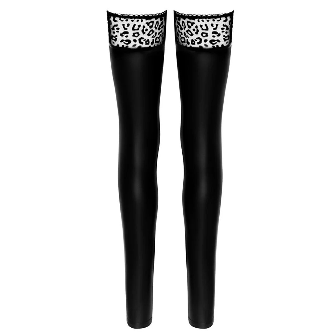 Overknee Stulpen im Wetlook mit Leo-Print