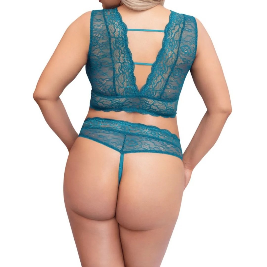 Bralette aus Spitze plus String Ouvert, 3XL - SALE