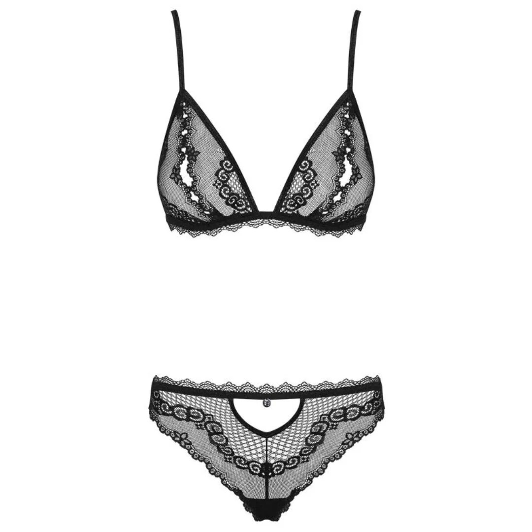 Bralette aus Spitze und Netz plus Slip mit Cut-Outs