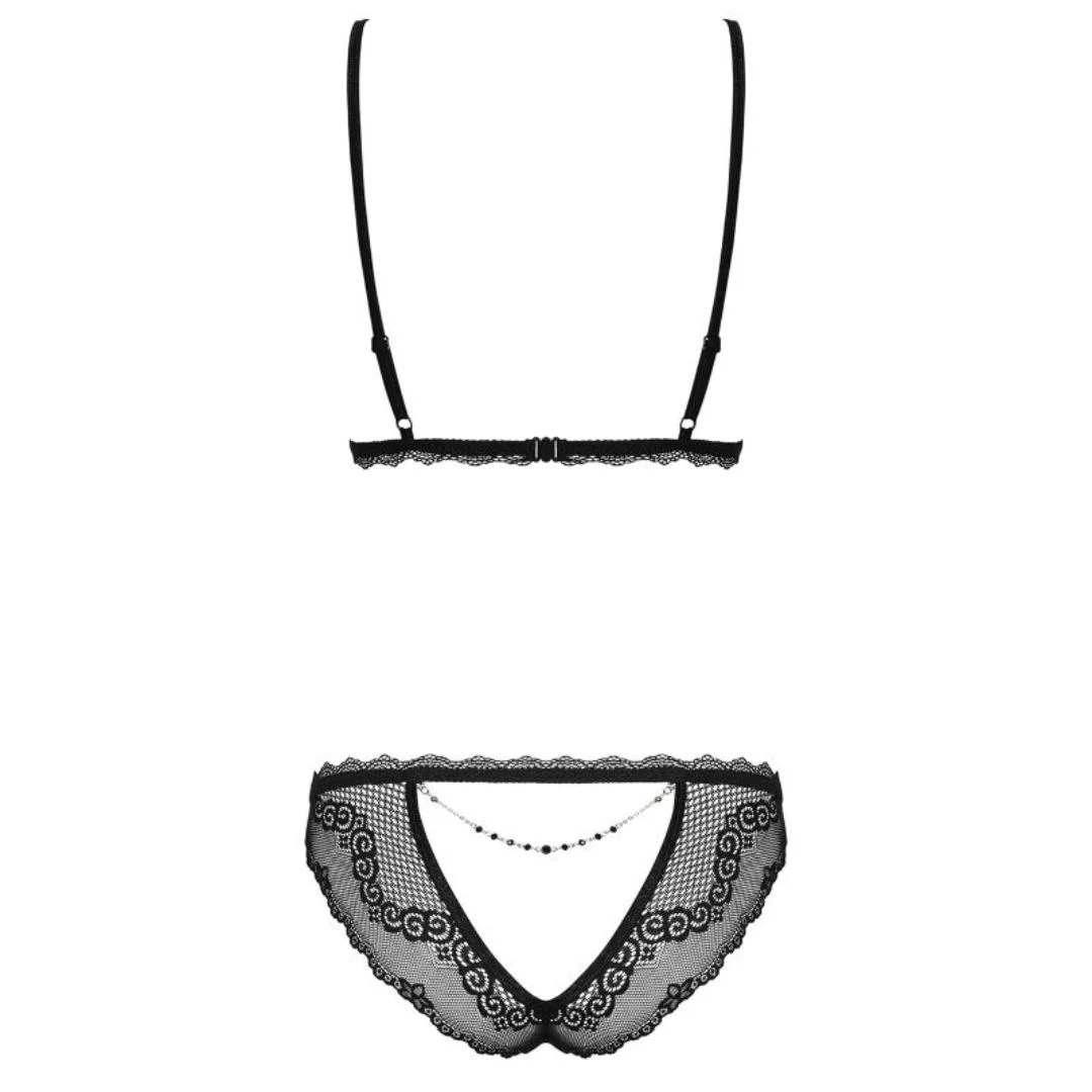 Bralette aus Spitze und Netz plus Slip mit Cut-Outs
