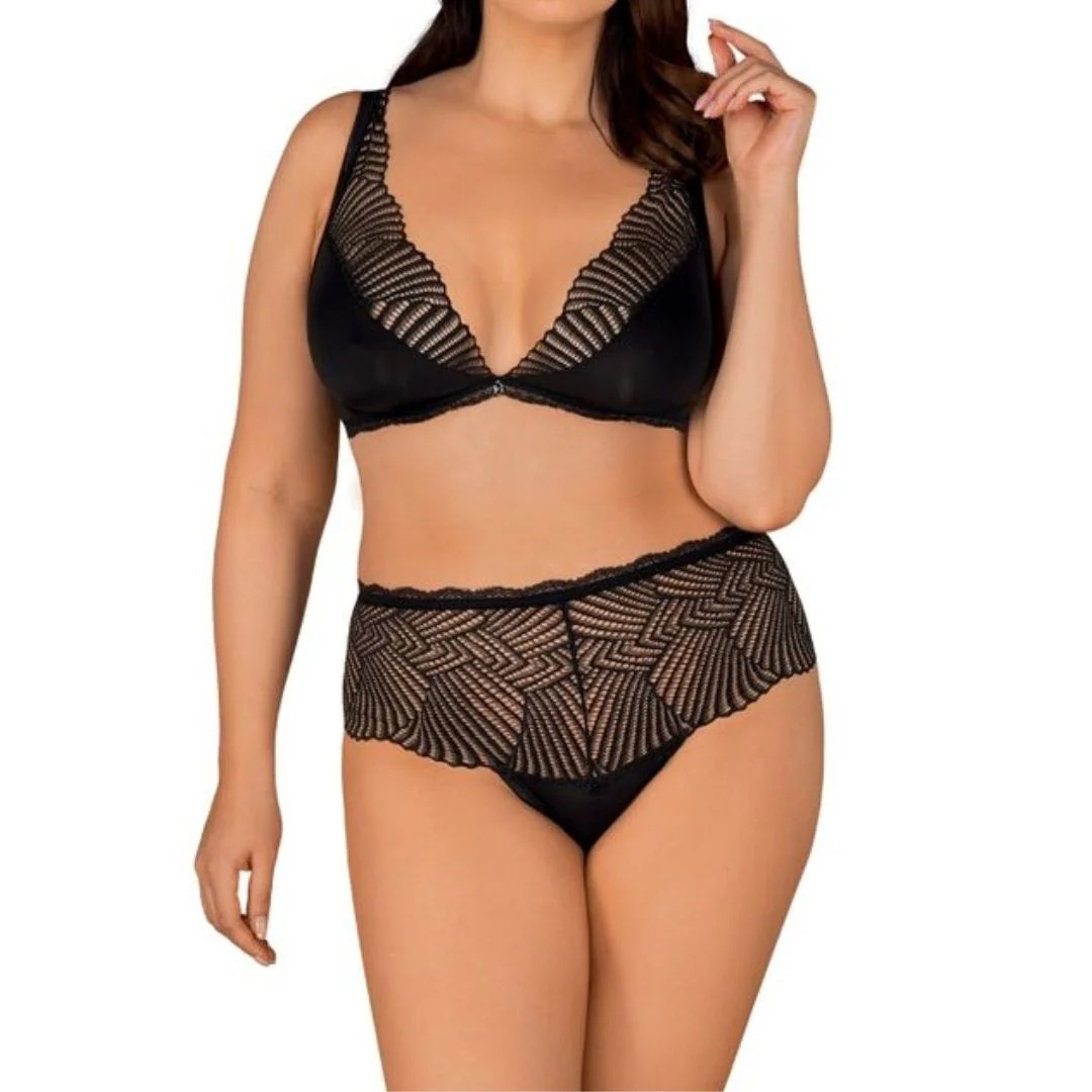 Bralette mit Spitze plus Slip mit hoher Taille