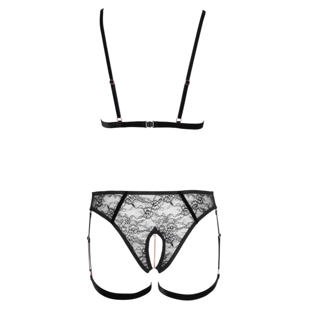 BH ouvert plus Slip ouvert aus Samtbändern