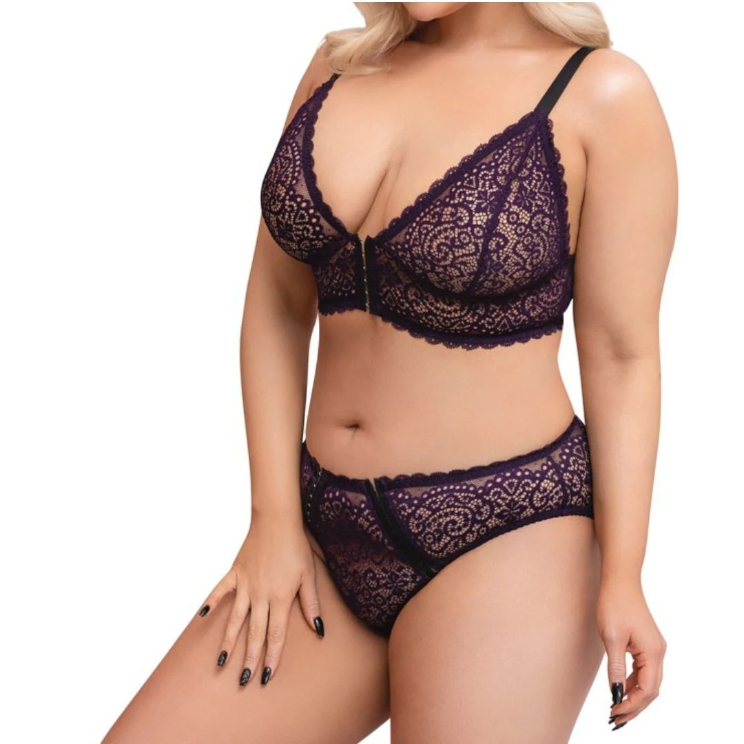 Bralette plus Slip aus lila Spitze