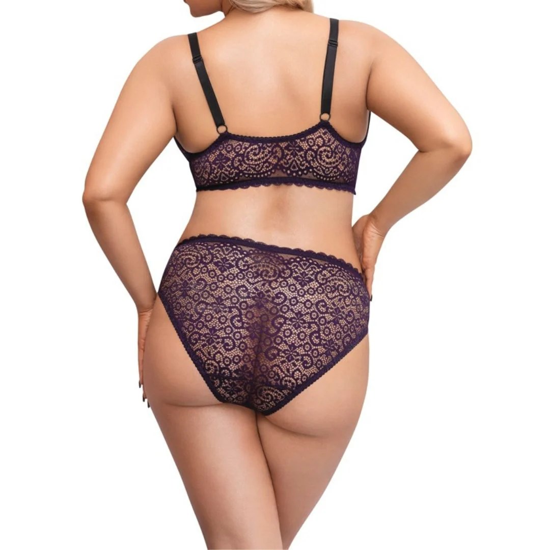 Bralette plus Slip aus lila Spitze