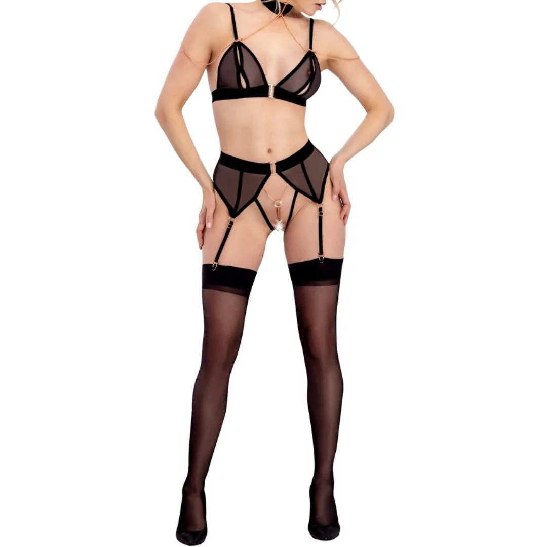 BH und Straps-Slip Ouvert mit Samtdetails