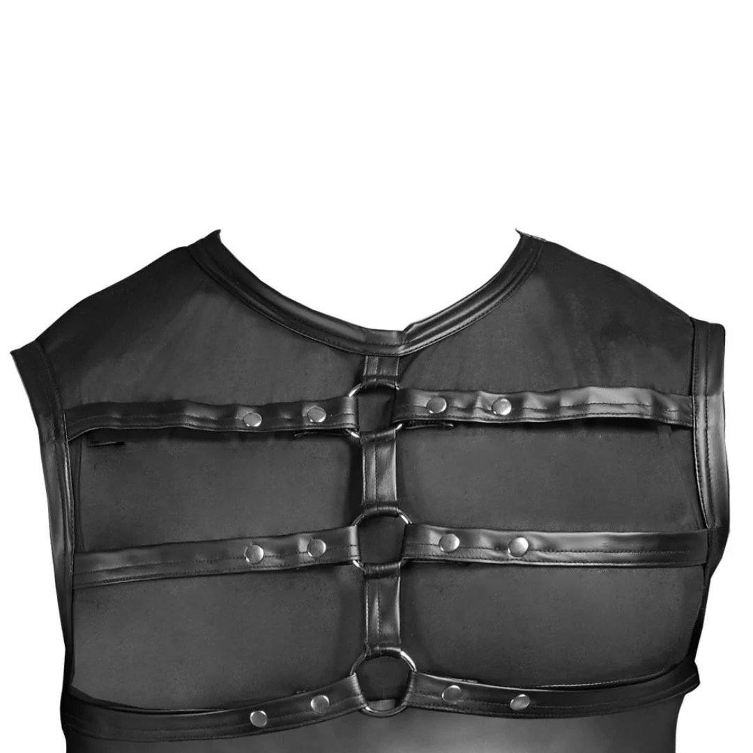 Ärmelloses Shirt aus Powernet und Mattlook mit Brust-Harness