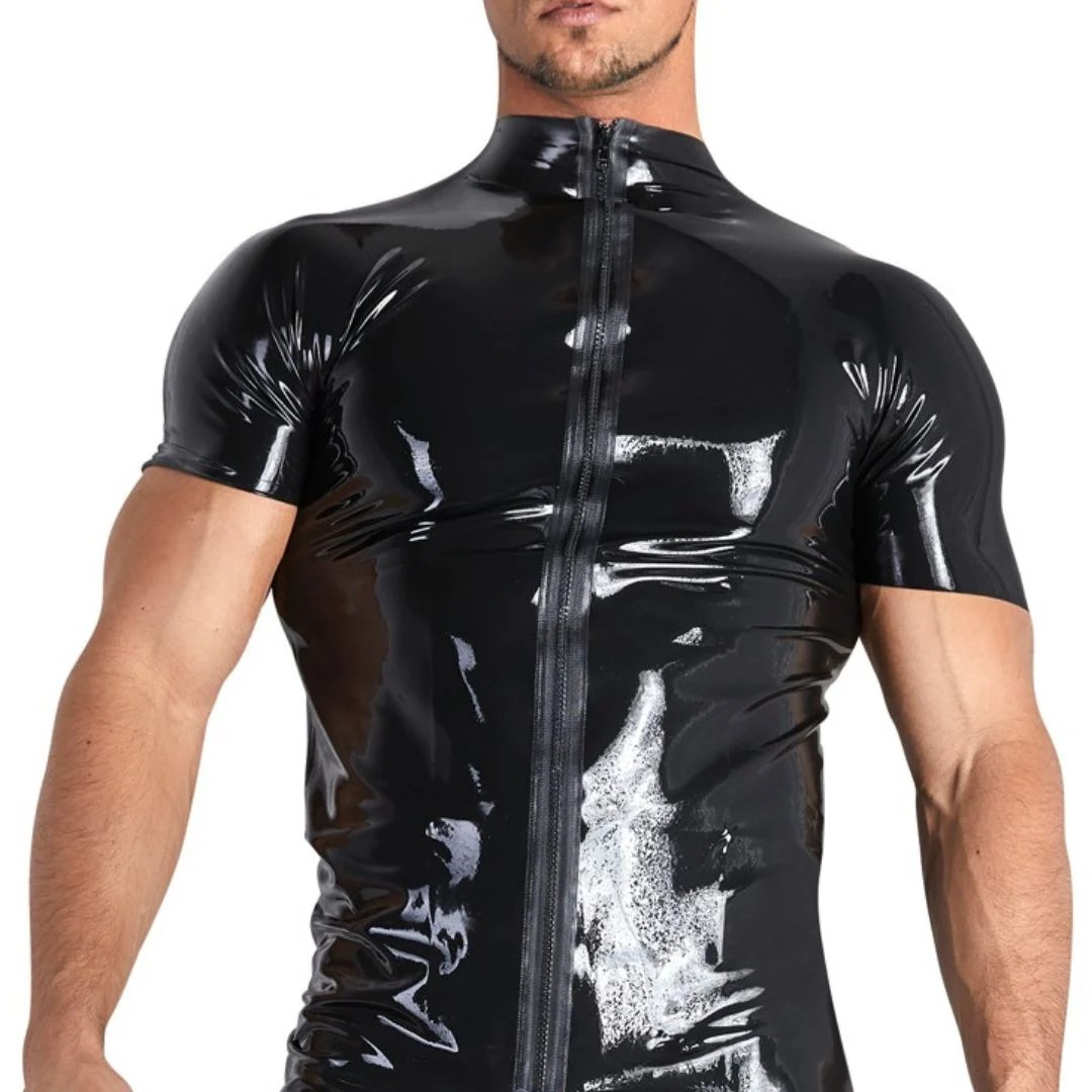 Shirt aus Latex mit Stehkragen und Front-Reißverschluss