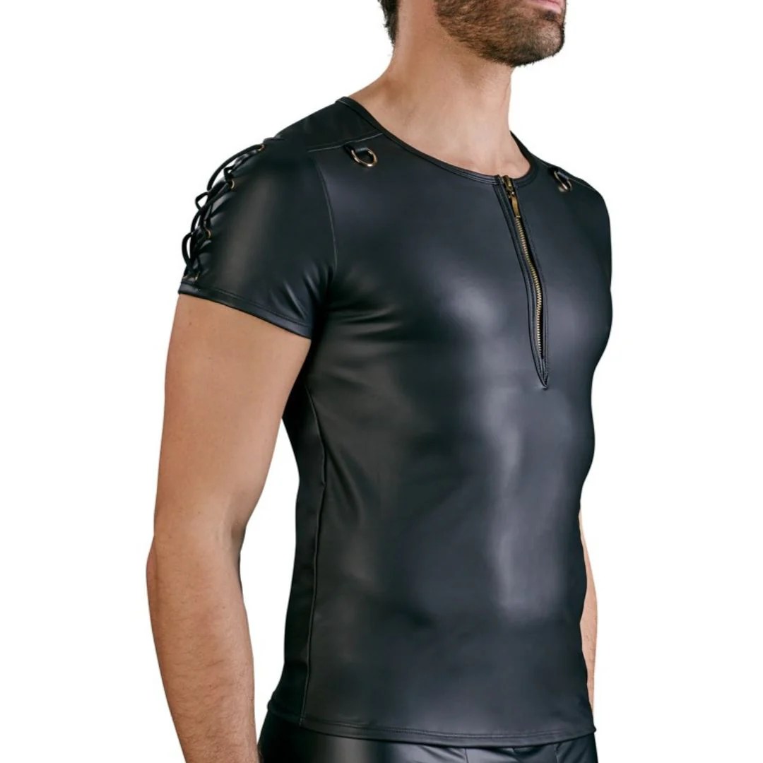 Shirt im Mattlook mit kurzem Reißverschluss