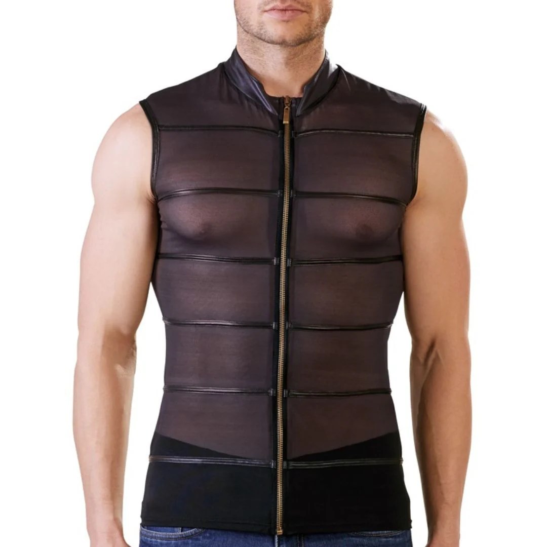 Ärmelloses Shirt aus Powernet mit Reißverschluss