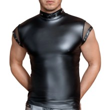 T-Shirt im Mattlook mit kurzen Netz-Ärmeln und kleinem Kragen T-Shirt im Mattlook mit kurzen Netz-Ärmeln und kleinem Kragen