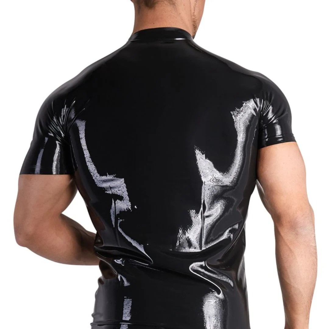 Shirt aus Latex mit Stehkragen und Front-Reißverschluss
