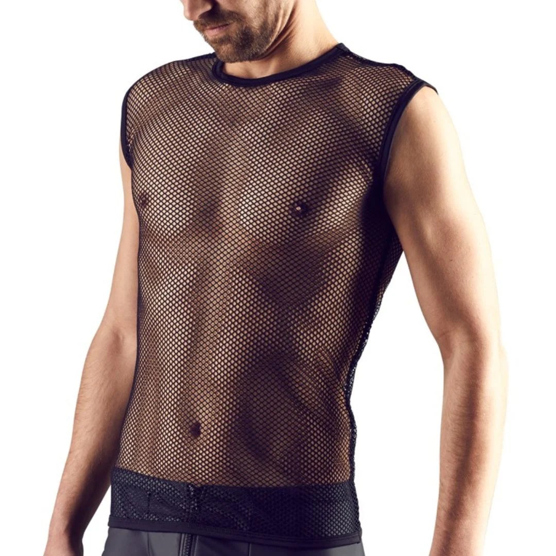 Ärmelloses Shirt aus grobem Netz