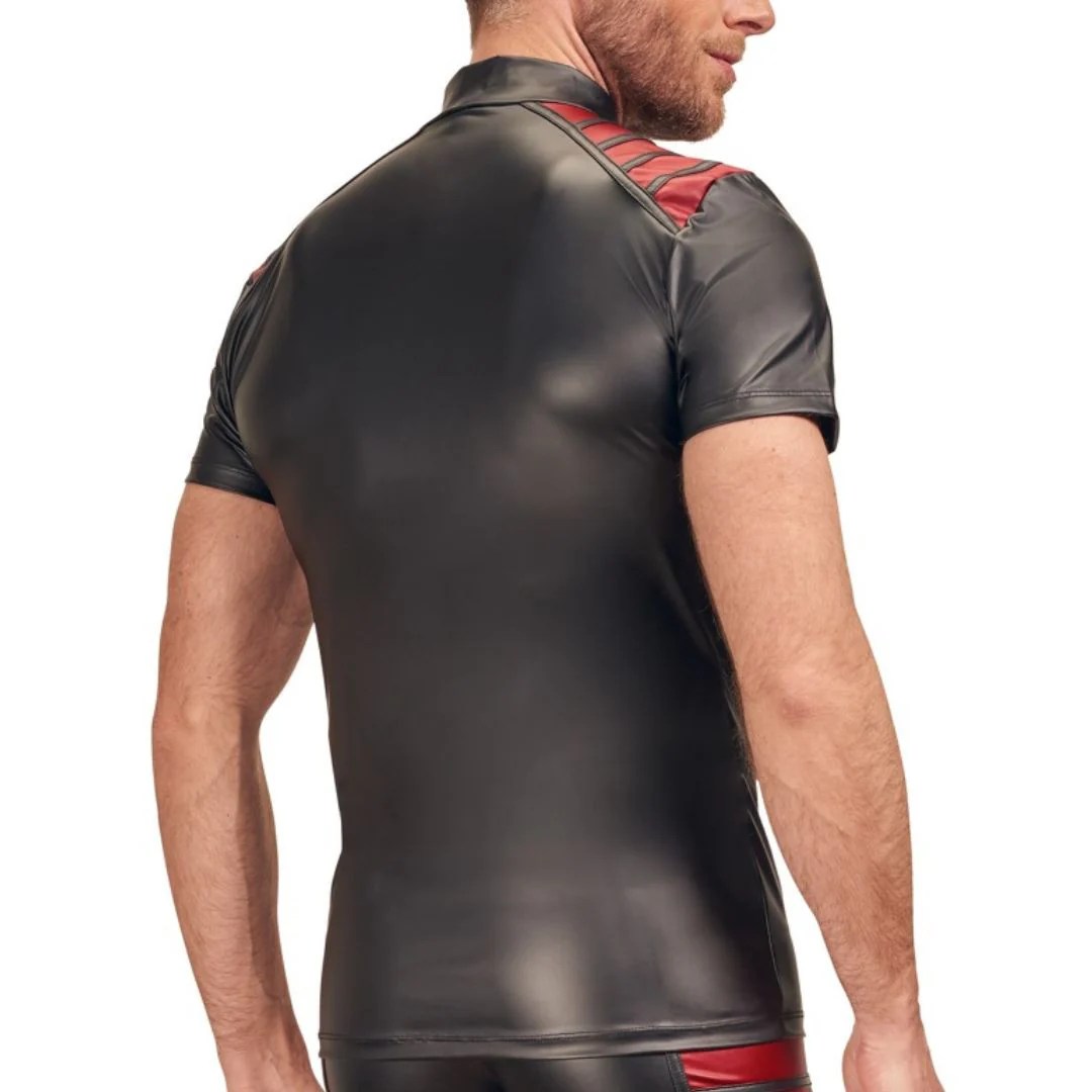T-Shirt im zweifarbigen Mattlook mit Reißverschluss