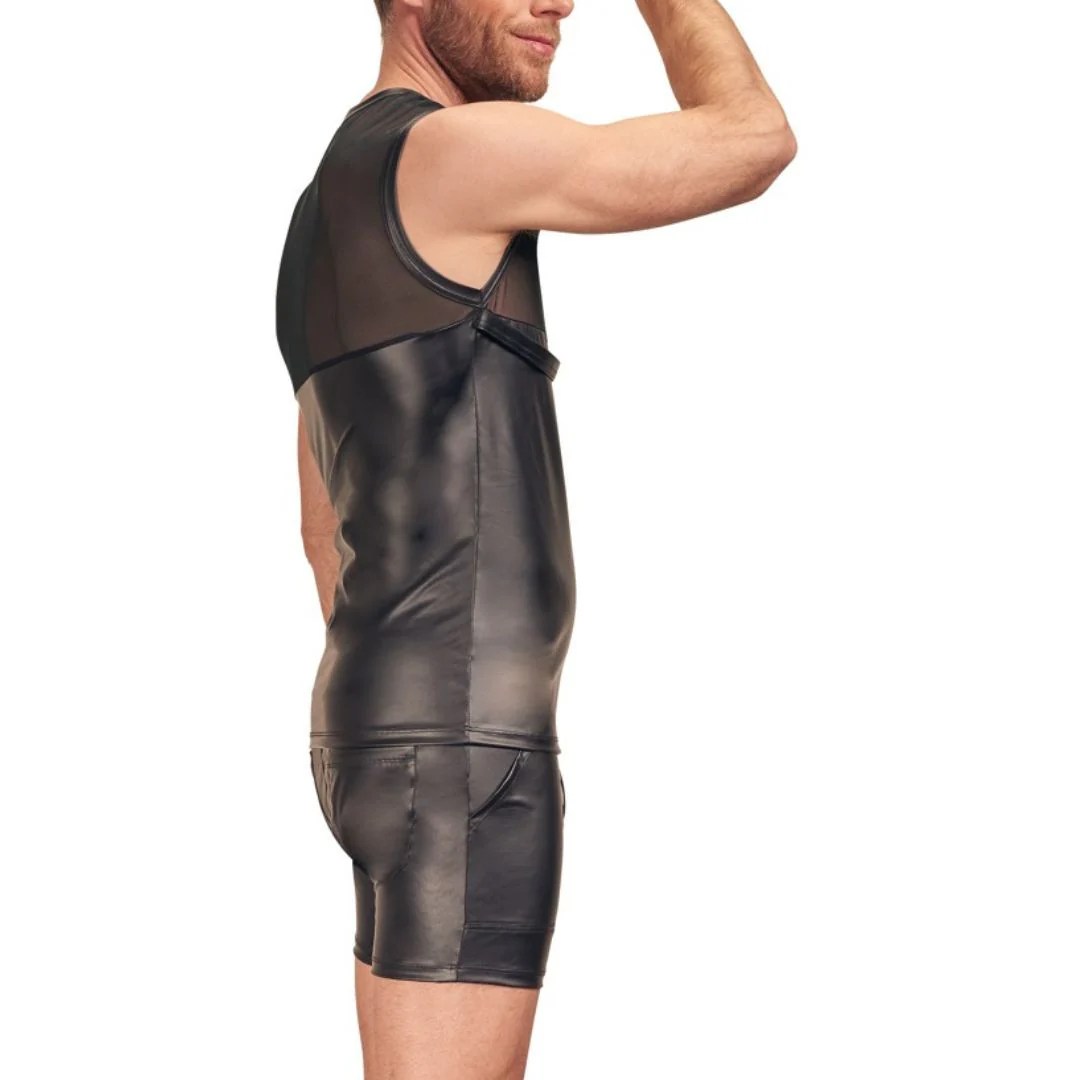 Ärmelloses Shirt aus Powernet und Mattlook mit Brust-Harness