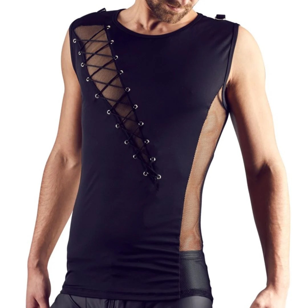 Shirt mit Netz und D-Ring Schnürung