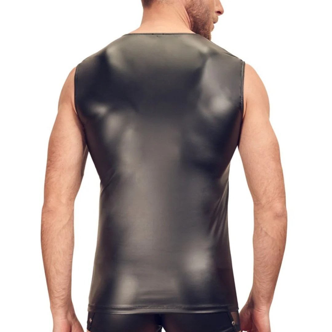 Ärmelloses Shirt im Mattlook mit Netz-Einsätzen und Reißverschluss