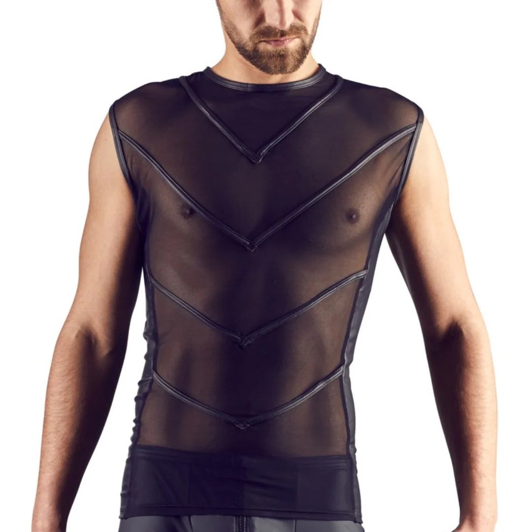 Transparentes Shirt mit Einsätzen aus Powernet