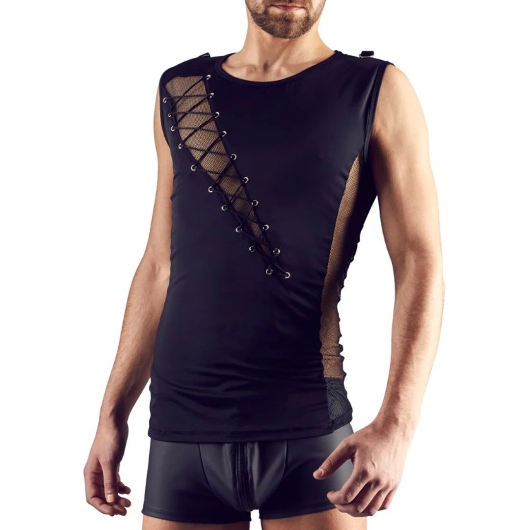 Shirt mit Netz und D-Ring Schnürung