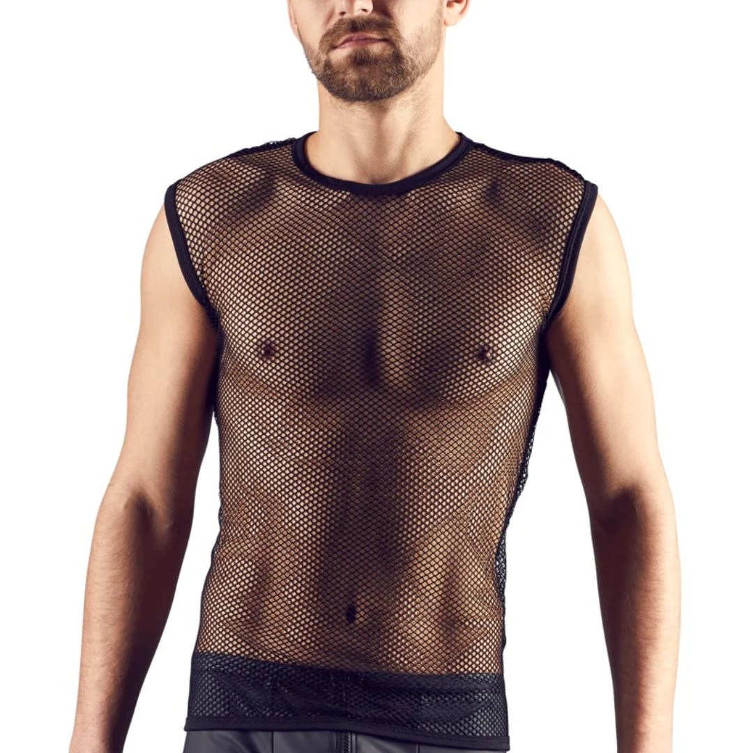 Ärmelloses Shirt aus grobem Netz