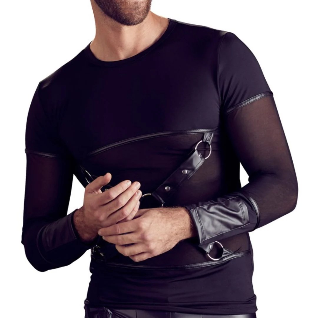 Langarm-Shirt im Mattlook mit abknöpfbarem Brustharness